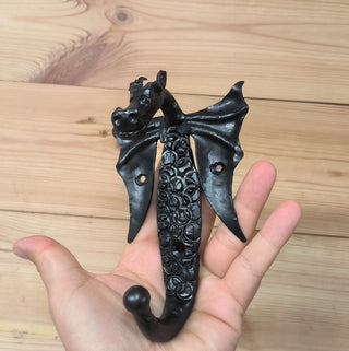 Forged Iron Dragon Hook: Handmade Metal Wall Hanger