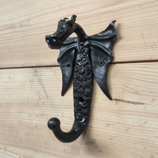 Forged Iron Dragon Hook: Handmade Metal Wall Hanger