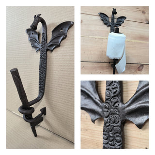 Wrought Iron Dragon Toilet Paper Holder: Fantasy Bathroom Decor