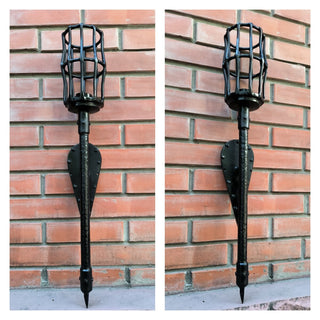 Hand Forged Black Metal Sconce Lamp: Wall-Mounted Lighting Fixture