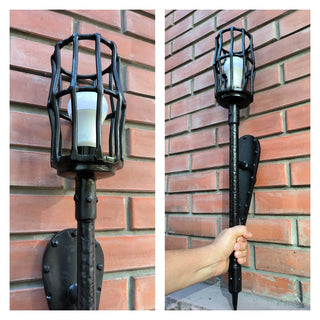 Hand Forged Black Metal Sconce Lamp: Wall-Mounted Lighting Fixture