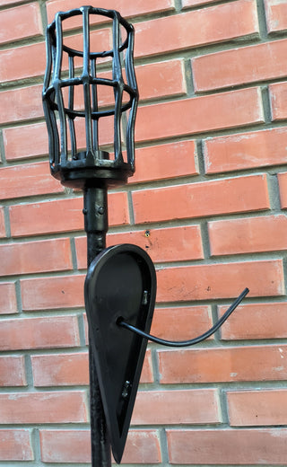 Hand Forged Black Metal Sconce Lamp: Wall-Mounted Lighting Fixture