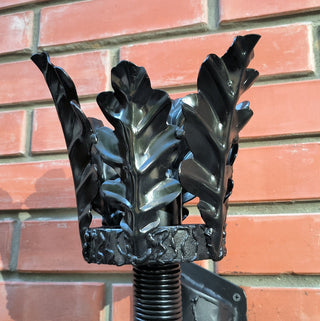 Hand Forged Oak Leaf Metal Wall Sconce - Black Iron Lighting