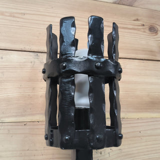 Hand Forged Viking Torch Wall Sconce - Black Metal Interior Light