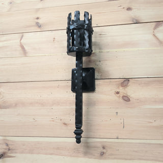 Hand Forged Viking Torch Wall Sconce - Black Metal Interior Light