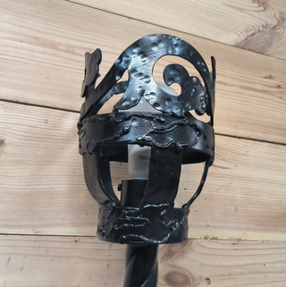 Handmade Forged Black Steel Wall Sconce: Medieval Torch Light