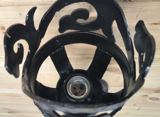 Handmade Forged Black Steel Wall Sconce: Medieval Torch Light