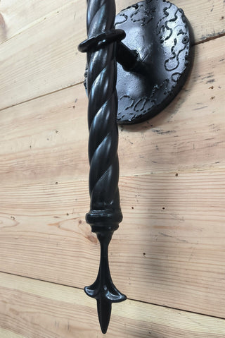 Handmade Forged Black Steel Wall Sconce: Medieval Torch Light