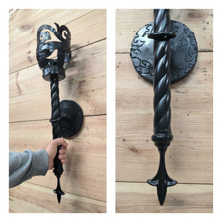 Handmade Forged Black Steel Wall Sconce: Medieval Torch Light