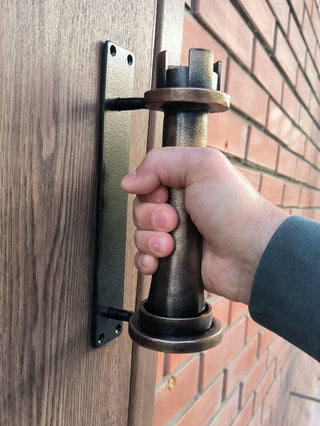 Hand Forged Metal Door Handle: Chess Rook Castle Decor
