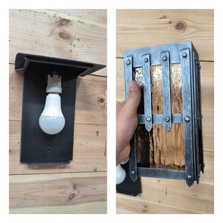 Handmade Wrought Iron Outdoor Sconce: Minimalist Metal Light