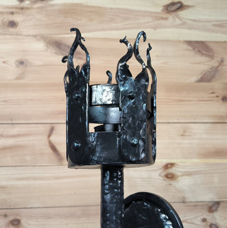 Hand Forged Viking Torch Light: Black Metal Wall Sconce