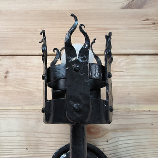 Hand Forged Viking Torch Light: Black Metal Wall Sconce