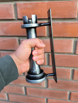 Hand Forged Metal Door Handle: Chess Rook Castle Decor