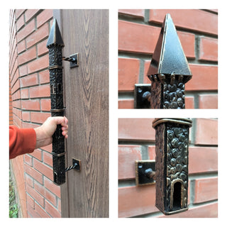 Hand Forged Iron Castle Door Handle: Medieval Style