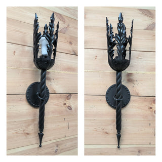 Hand Forged Black Metal Wall Sconce: Interior Lighting