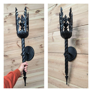Hand Forged Black Metal Wall Sconce: Interior Lighting