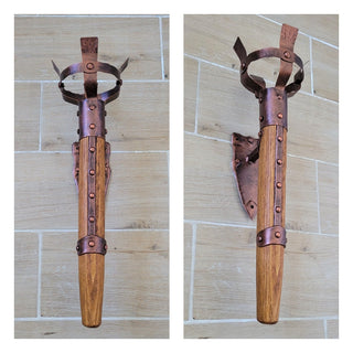 Wooden lighting, Metal and wood wall lamp, Medieval style light fixture