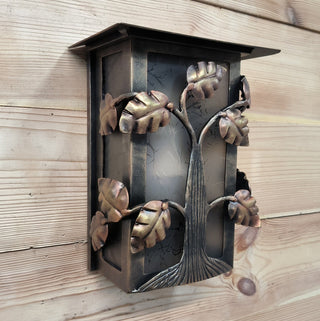 Wrought Iron Outdoor Sconce: Tree of Life Metal Light Fixture