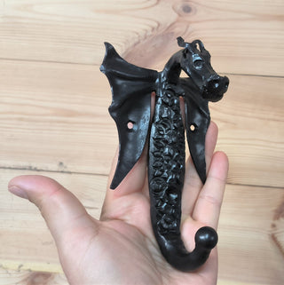 Forged Iron Dragon Hook: Handmade Metal Wall Hanger