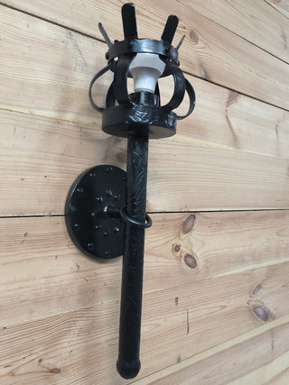 Metal wrought iron sconce, Torch wall lamp, Medieval style light fixture