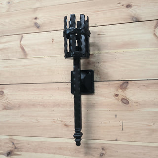 Hand Forged Viking Torch Wall Sconce - Black Metal Interior Light