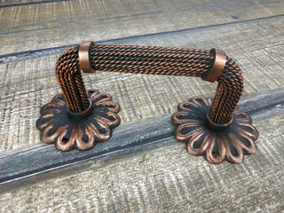 Hand Forged Wrought Iron Door Handle: Copper Metal Decor