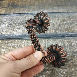 Hand Forged Wrought Iron Door Handle: Copper Metal Decor