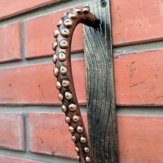 Octopus Tentacle Door Handle: Hand Forged Iron Nautical Style
