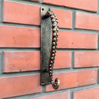 Octopus Tentacle Door Handle: Hand Forged Iron Nautical Style