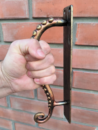 Octopus Tentacle Door Handle: Hand Forged Iron Nautical Style
