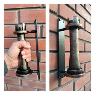 Hand Forged Metal Door Handle: Chess Rook Castle Decor