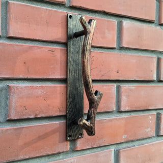 Hand Forged Iron Door Handle: Branch Design, Unique Barn Door Pull