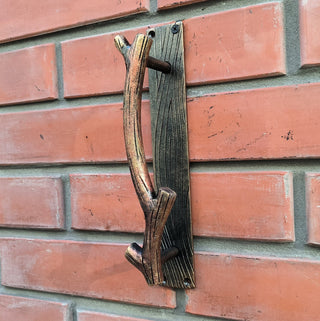 Hand Forged Iron Door Handle: Branch Design, Unique Barn Door Pull