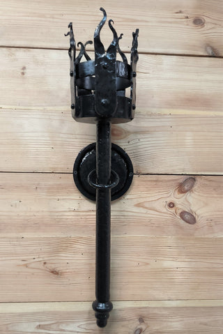 Hand Forged Viking Torch Light: Black Metal Wall Sconce
