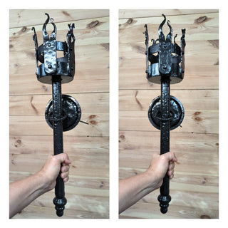Hand Forged Viking Torch Light: Black Metal Wall Sconce
