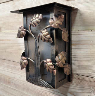 Wrought Iron Outdoor Sconce: Tree of Life Metal Light Fixture