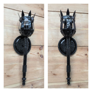 Metal wrought iron sconce, Torch wall lamp, Medieval style light fixture