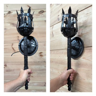 Metal wrought iron sconce, Torch wall lamp, Medieval style light fixture