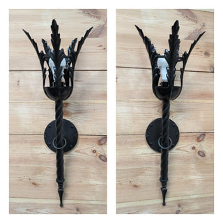 Hand Forged Black Metal Wall Sconce Lighting Fixture