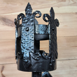 Hand Forged Viking Torch Wall Sconce: Black Metal Interior Light