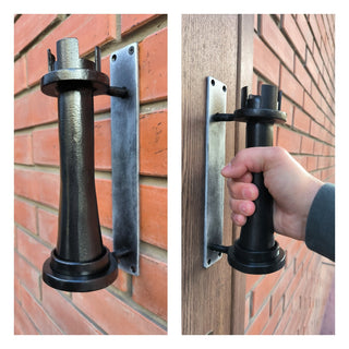 Hand Forged Metal Door Handle: Chess Rook Castle Decor