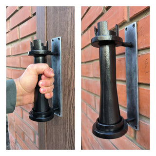 Hand forged handle, Door handle Chess, rook, castle, Metal handle, Barn door handle, Door decor