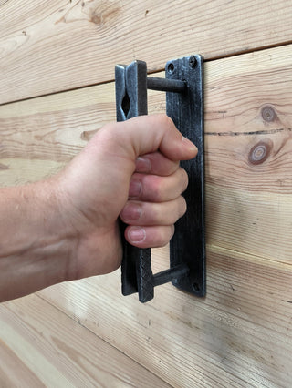 Clothespin Iron Door Handle: Unique Hand-Forged Barn Decor