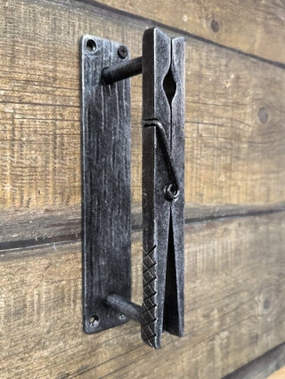 The clothespin Door Handle, Unique handcrafted door handle, Unusual door decor, Barn Door Handle, Iron Door Pull