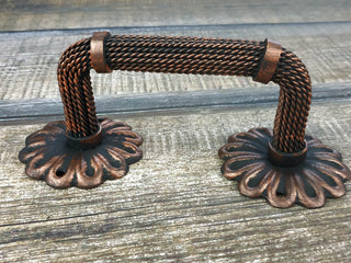 Hand Forged Wrought Iron Door Handle: Copper Metal Decor