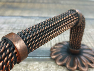 Hand Forged Wrought Iron Door Handle: Copper Metal Decor