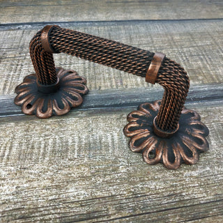 Hand Forged Wrought Iron Door Handle: Copper Metal Decor