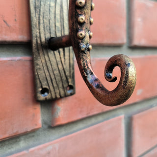 Octopus Tentacle Door Handle: Hand Forged Iron Nautical Style