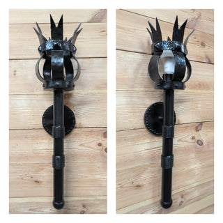 Hand Forged Black Metal Wall Sconce Lighting Fixture
